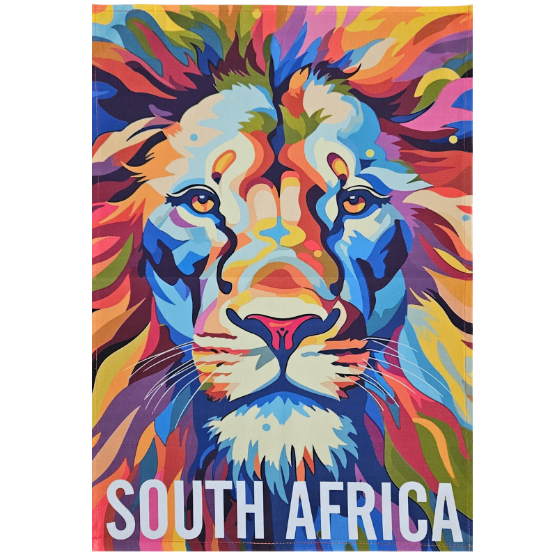 South Africa Lion tea towel with South Africa text