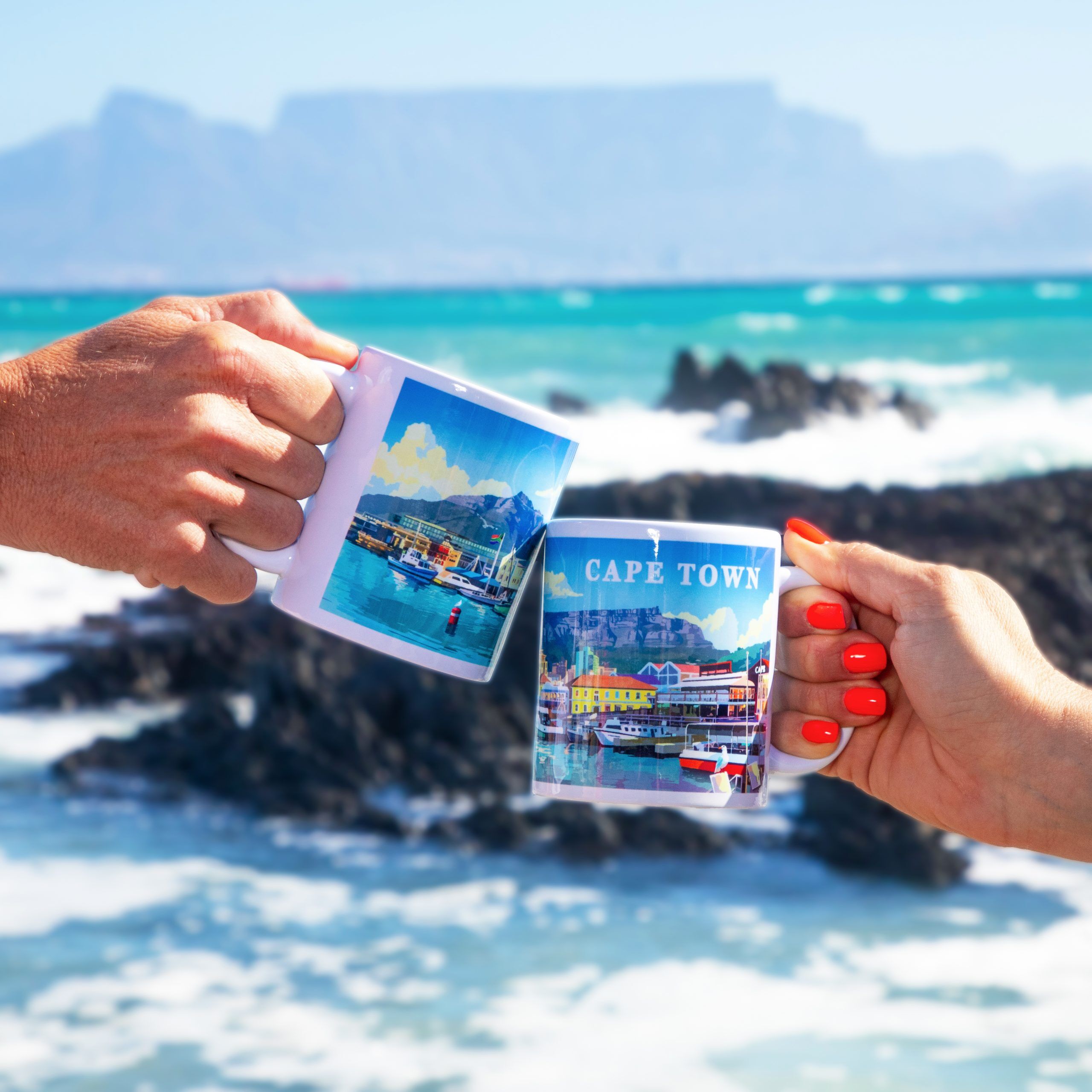 Cape Town Waterfront mug featuring Table Mountain and Cape Town text