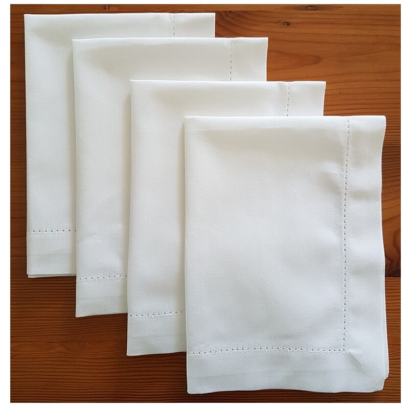 White cotton place mats with hemstitch
