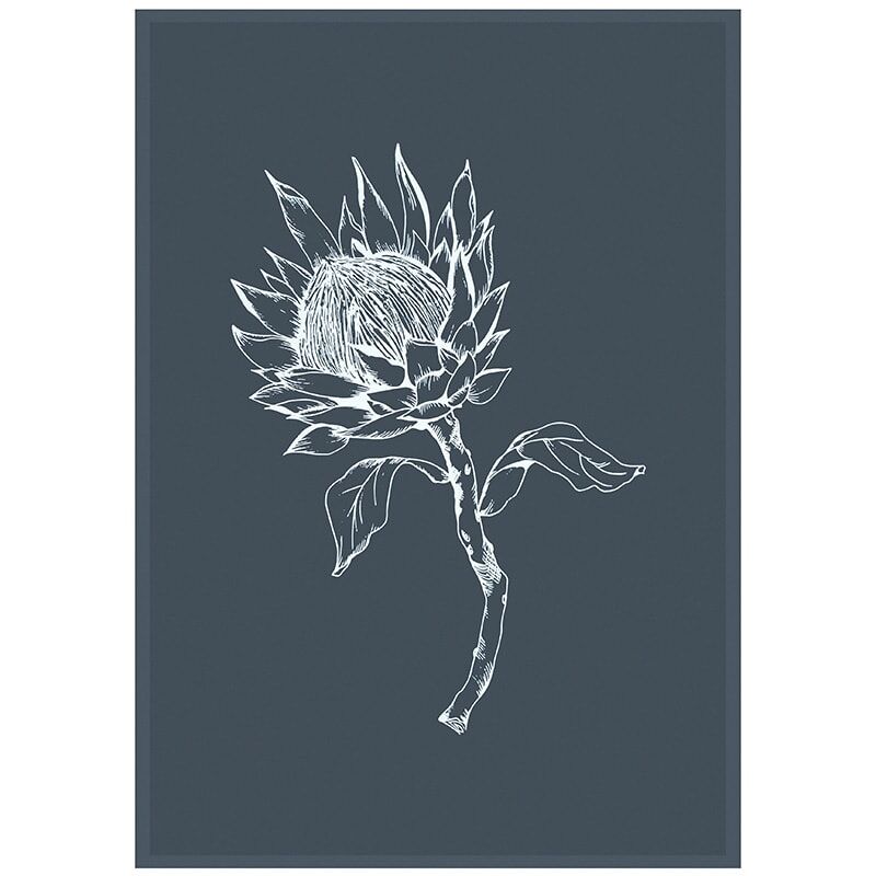 King Protea on grey tea towel